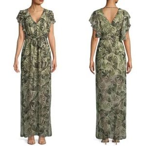 H by Halston Palm Palm Flutter Dress